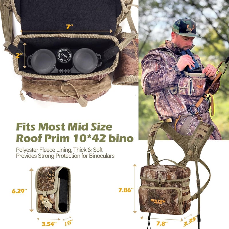 NEW VIEW CamoRanger Binocular Harness Chest Pack, Ripstop Bino Harness with Rangefinder Pouch and Rain Cover for Hunting - Image 3